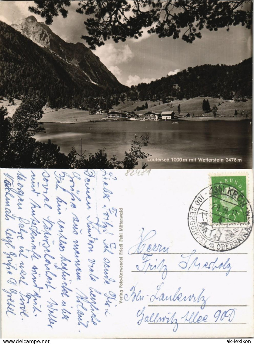 Ansichtskarte .Bayern Lautersee Und Wetterstein, Wettersteingebirge 1959 - Mittenwald