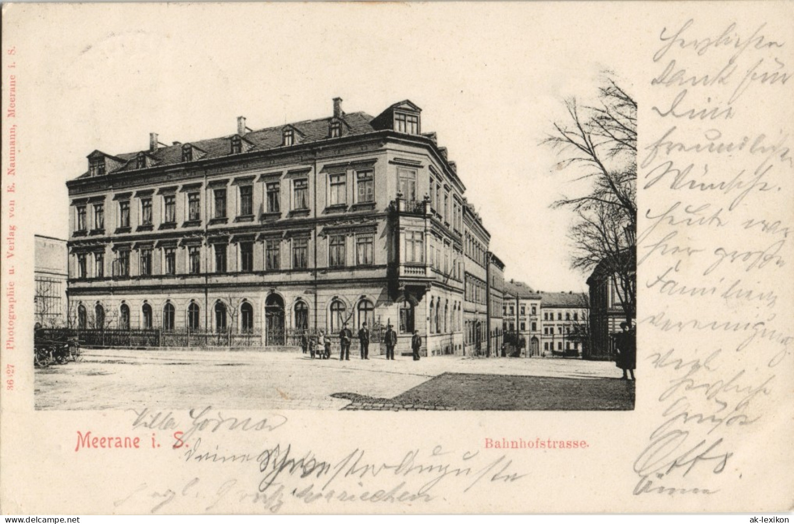 Ansichtskarte Meerane Bahnhofstraße Gel. Bahnpost Glauchau Gera 1901 - Meerane