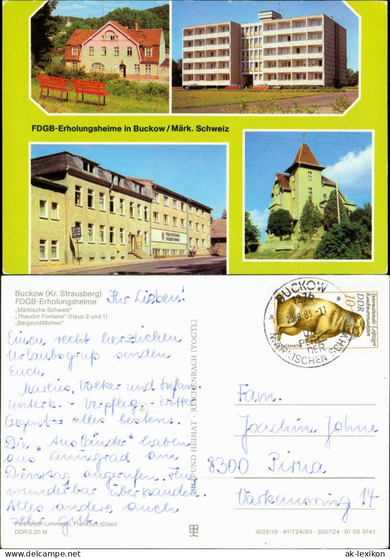 Buckow (Märkische Schweiz) "Märkische Schweiz", "Theodor  "Bergschlößchen 1983 - Buckow