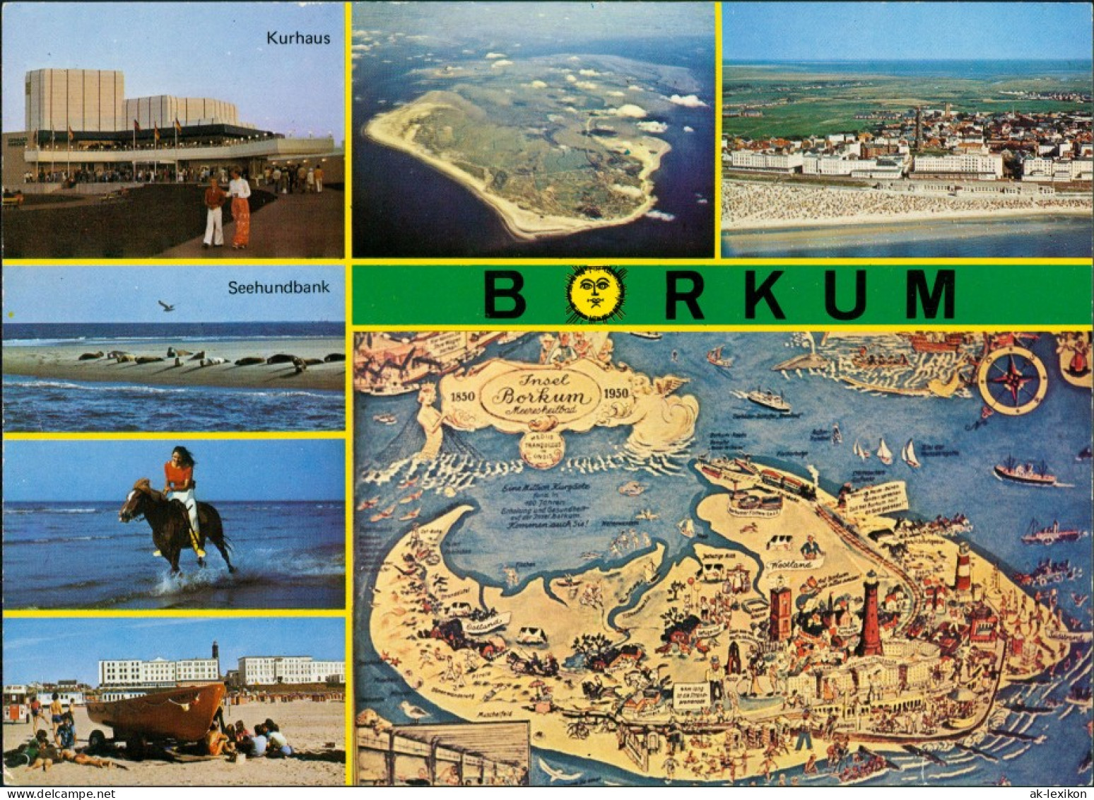 Ansichtskarte Borkum Mehrbild-AK Mit Seehund-Bank, Luftaufnahmen 1988 - Borkum