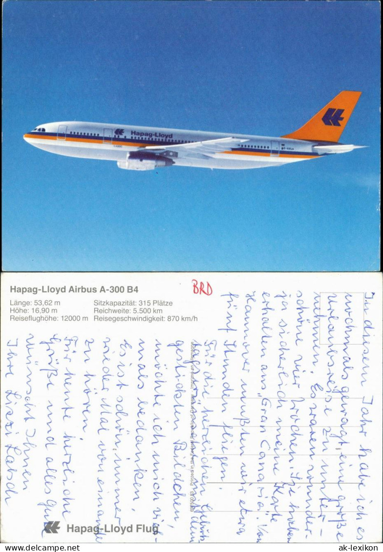 Ansichtskarte  Hapag-Lloyd Airbus A-300 B4 Flugwesen - Flugzeuge 1985 - 1946-....: Modern Era