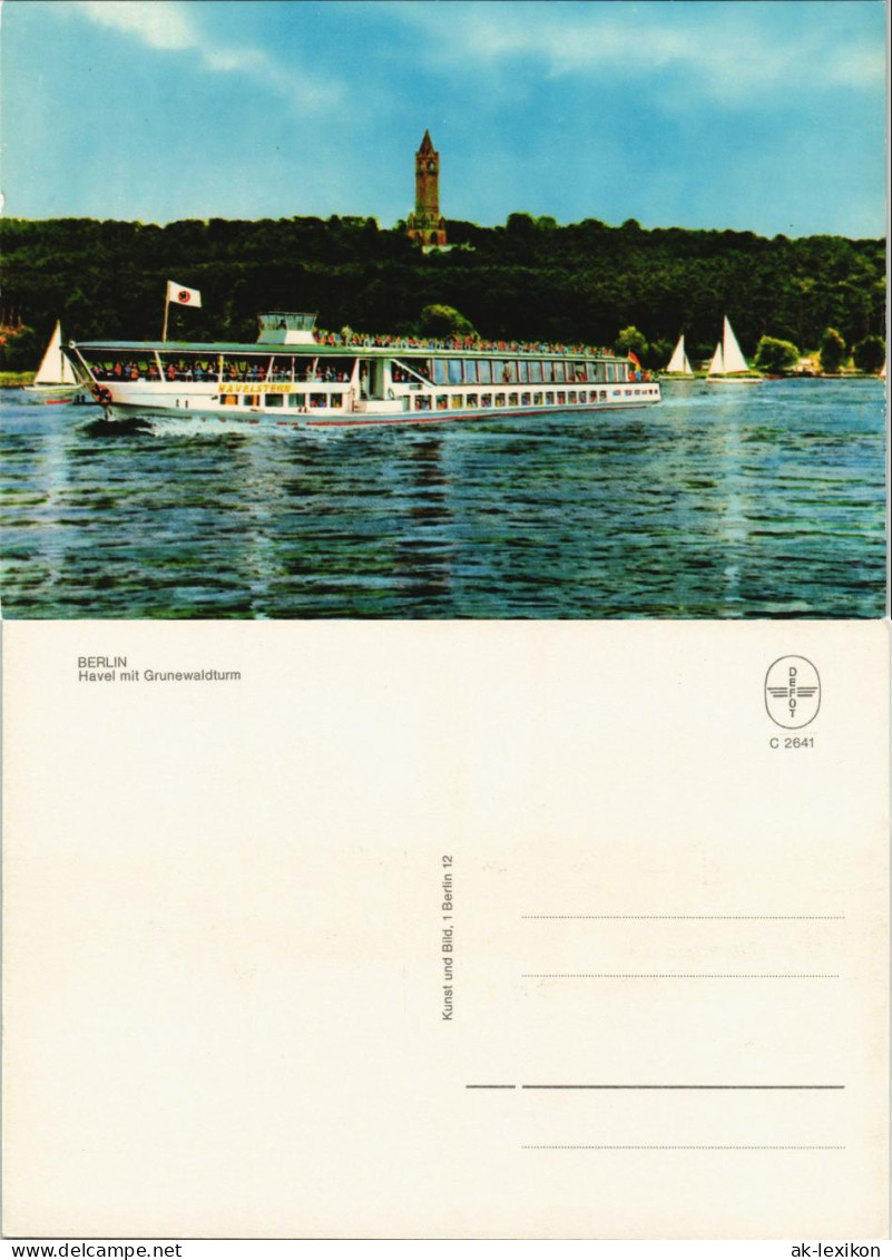 Ansichtskarte Grunewald-Berlin Grunewaldturm Schiff Havelstern 1972 - Grunewald