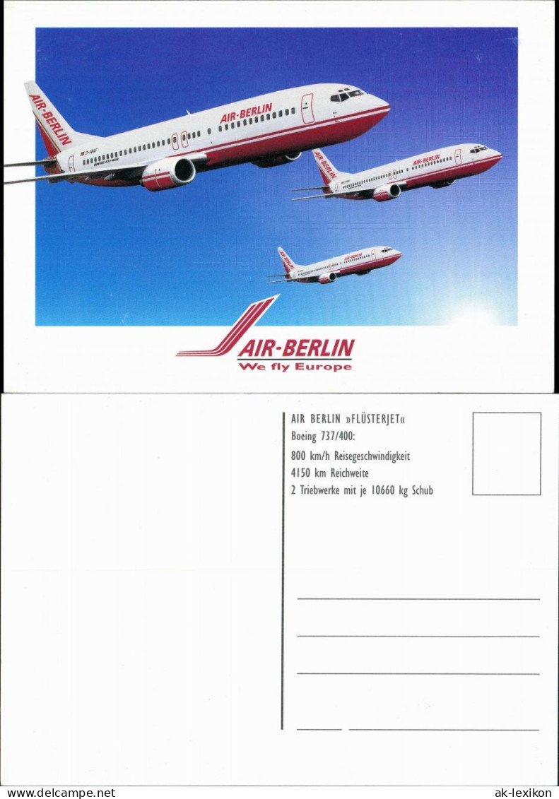 Ansichtskarte  AIR BERLIN 2 FLÜSTERJETS Im Flug Boeing 737/400 2000 - 1946-....: Modern Era