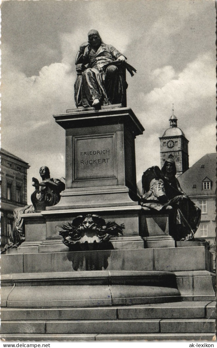 Ansichtskarte Schweinfurt Rückert-Denkmal 1956 - Schweinfurt