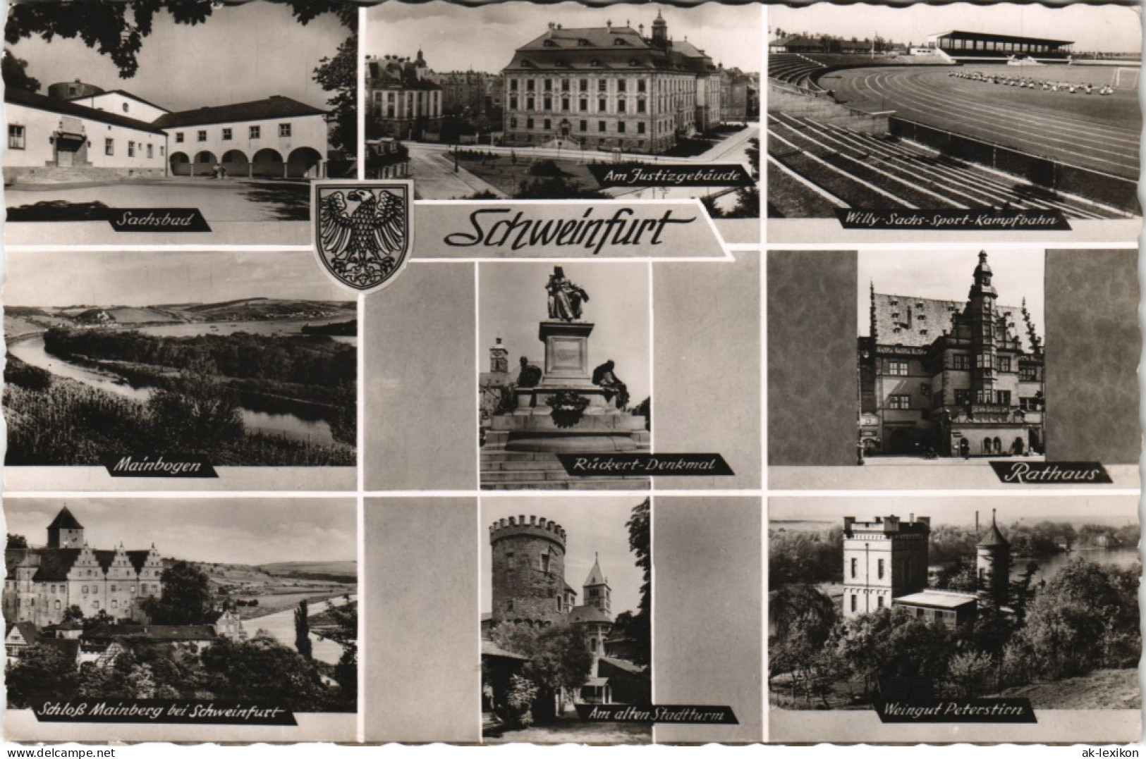 Ansichtskarte Schweinfurt Schlösser, Umland, Stadion 1959 - Schweinfurt