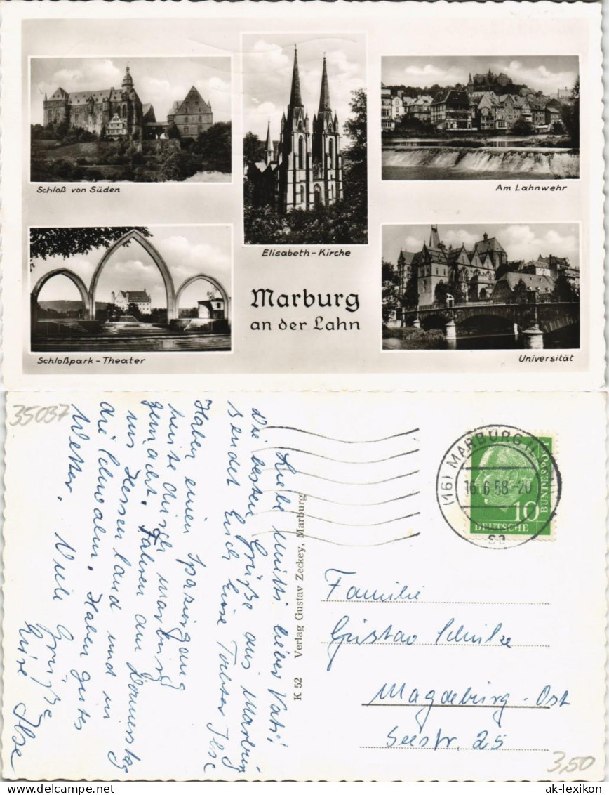 Marburg An Der Lahn MB: Schloß, Lahnwehr, Schloßpark-Theater 1958 - Marburg