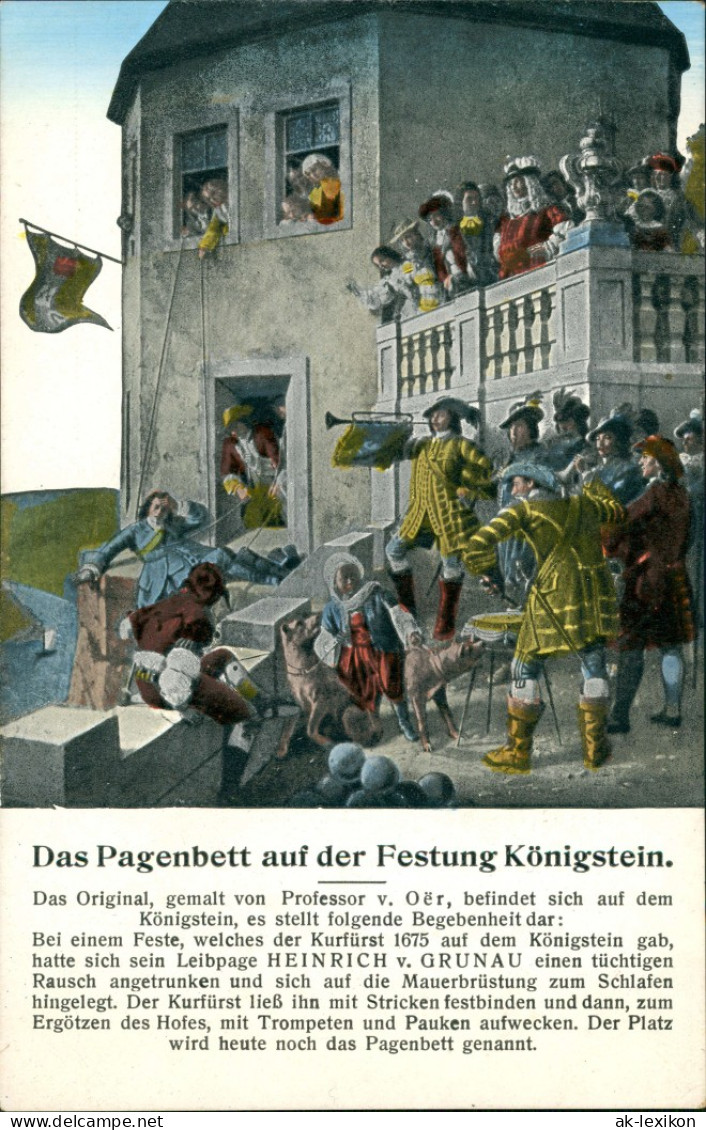 Königstein (Sächsische Schweiz) Festung Königstein Künstlerkarte Pagenbett 1914 - Koenigstein (Saechs. Schw.)