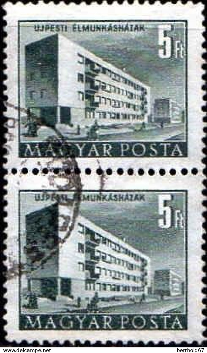 Hongrie Poste Obl Yv:1012 Mi:1242I Immeubles à Ujpest Paire (Beau Cachet Rond) - Usado