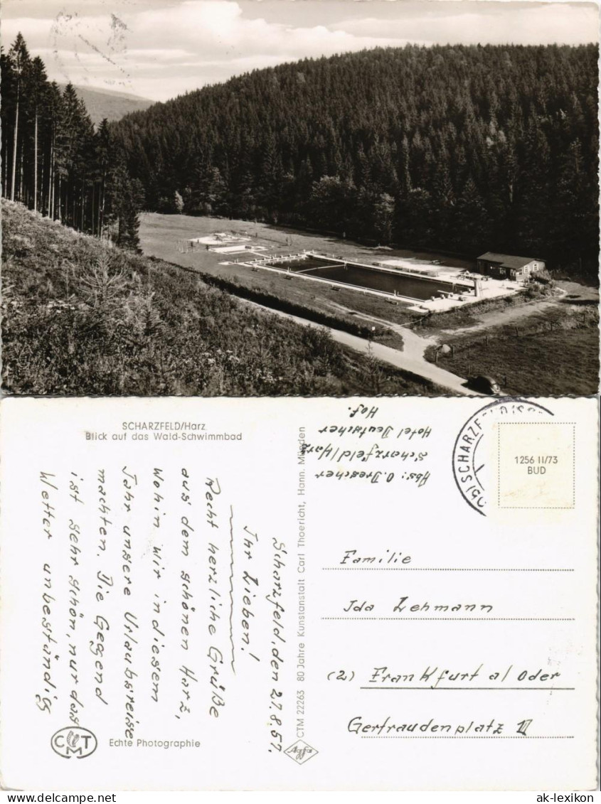 Scharzfeld-Herzberg (Harz) Umlandansicht Blick Auf Das Wald-Schwimmbad 1957 - Herzberg