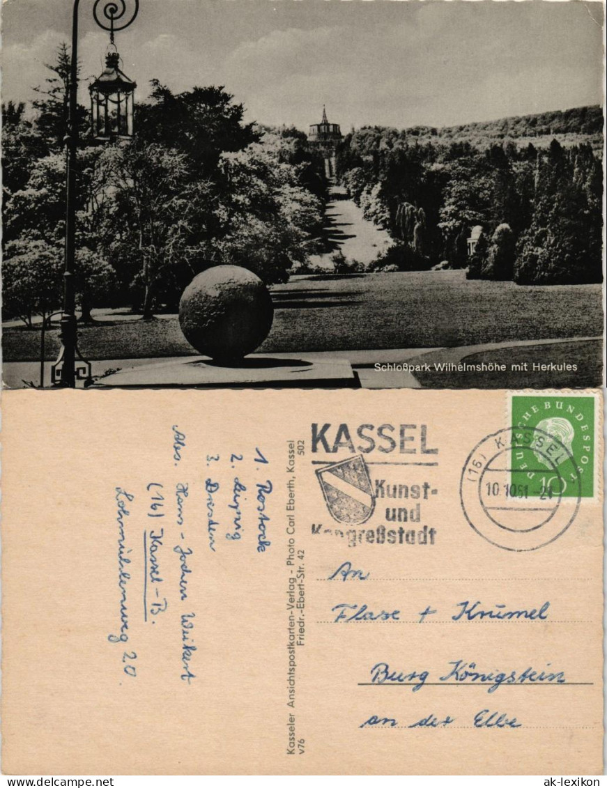 Ansichtskarte Bad Wilhelmshöhe-Kassel Cassel Schloßpark Mit Herkules 1961 - Kassel