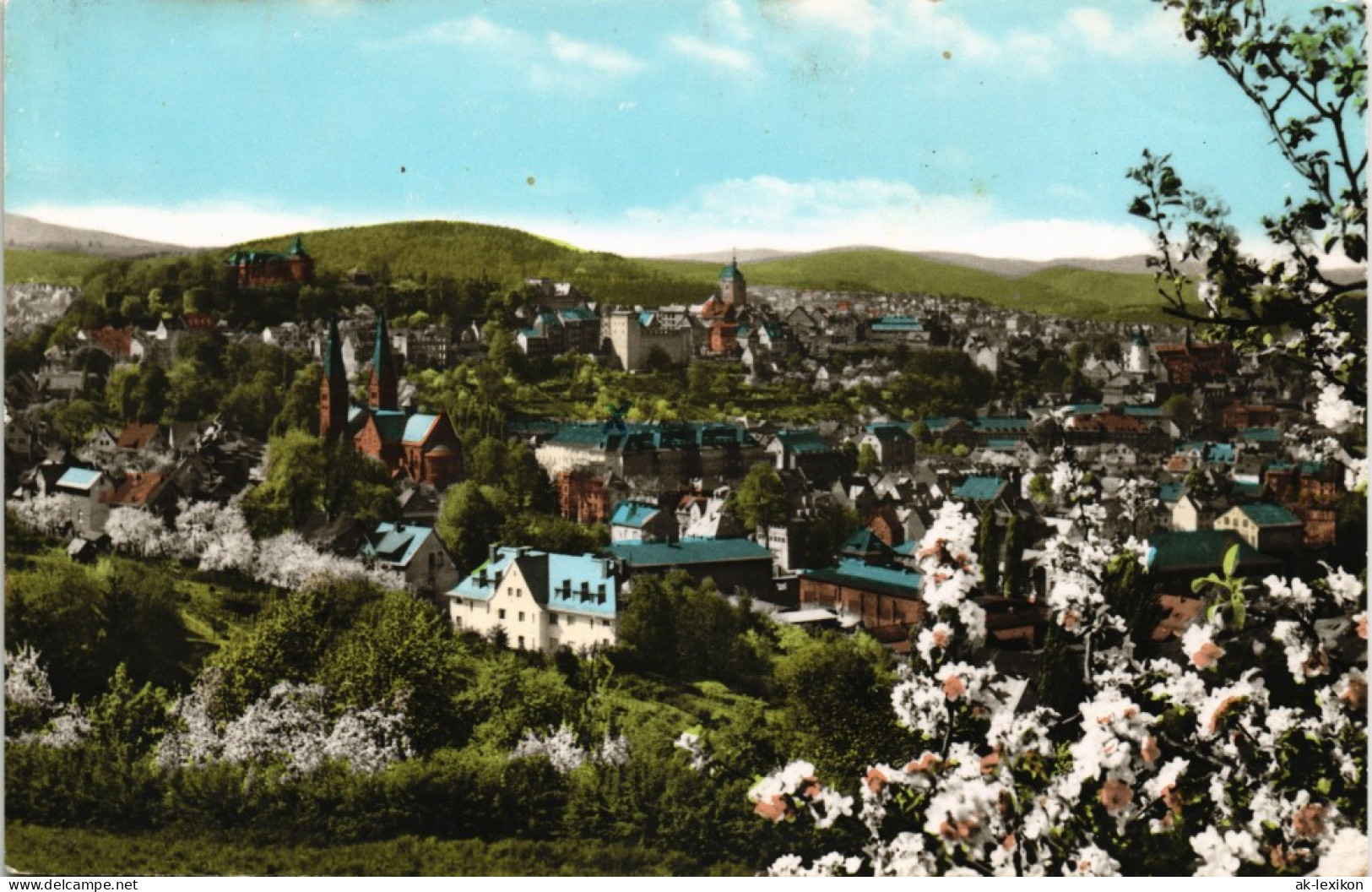 Ansichtskarte Siegen Baumblüte - Stadtpanorama 1968 - Siegen