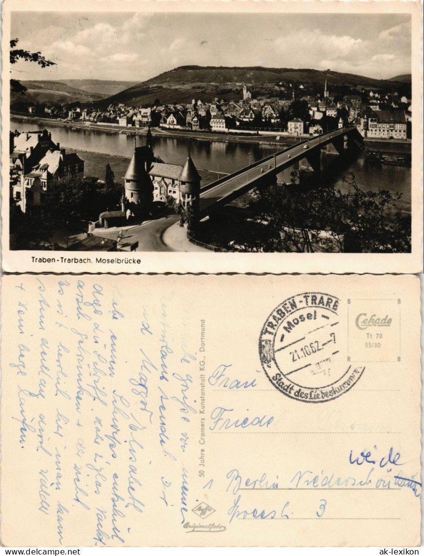 Ansichtskarte Traben-Trarbach Moselbrücke - Stadt 1955 - Traben-Trarbach