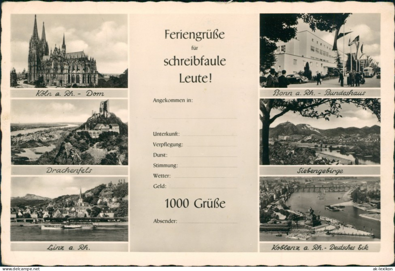 Königswinter Mehrbild-AK "Schreibfaule" Ua. Köln, Drachenfels,  1955 - Koenigswinter