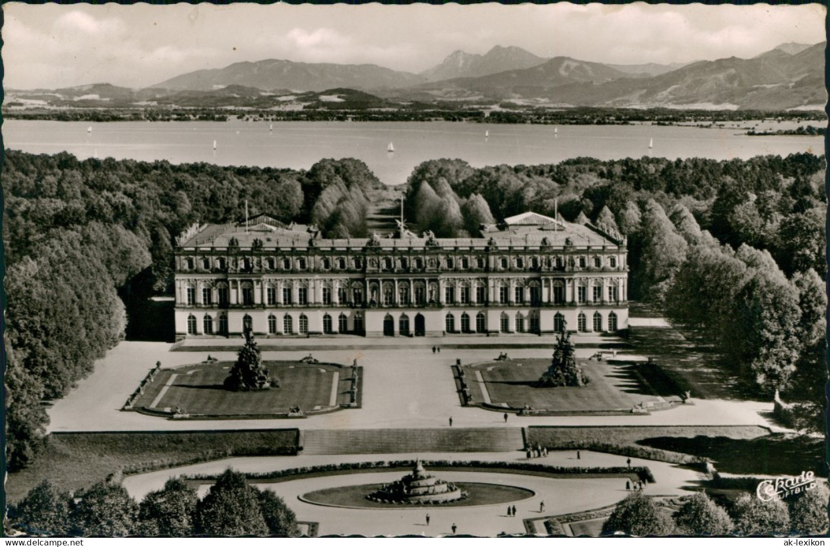 Chiemsee Herrenchiemsee Herreninsel Mit Schloss Aus D. Vogelschau 1960 - Chiemgauer Alpen