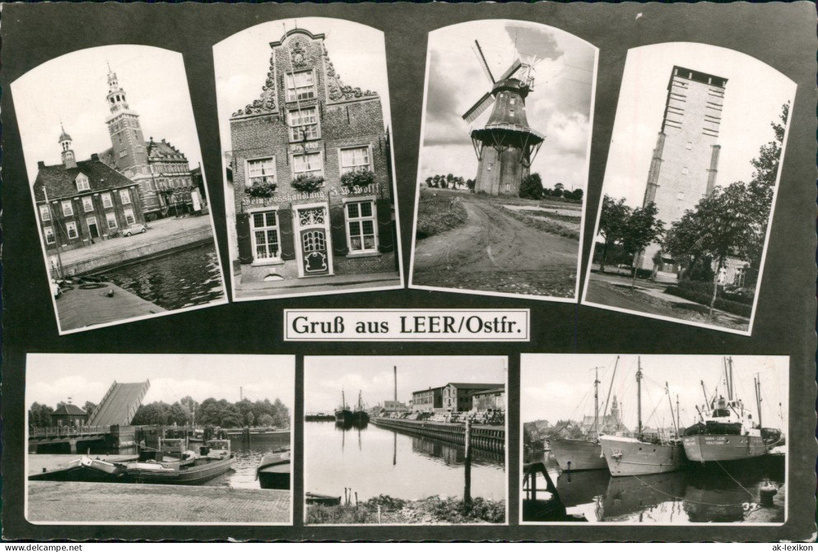 Leer (Ostfriesland)  Gruss-Mehrbild-AK Hafen & Div. Gebäude 1967 - Leer