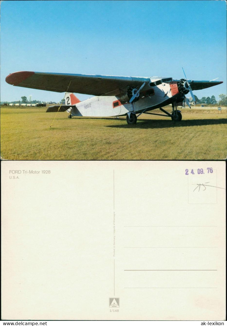 Ansichtskarte  FORD Tri-Motor 1928 USA Flugzeug Motiv-AK Airplane 1976 - 1946-....: Modern Era
