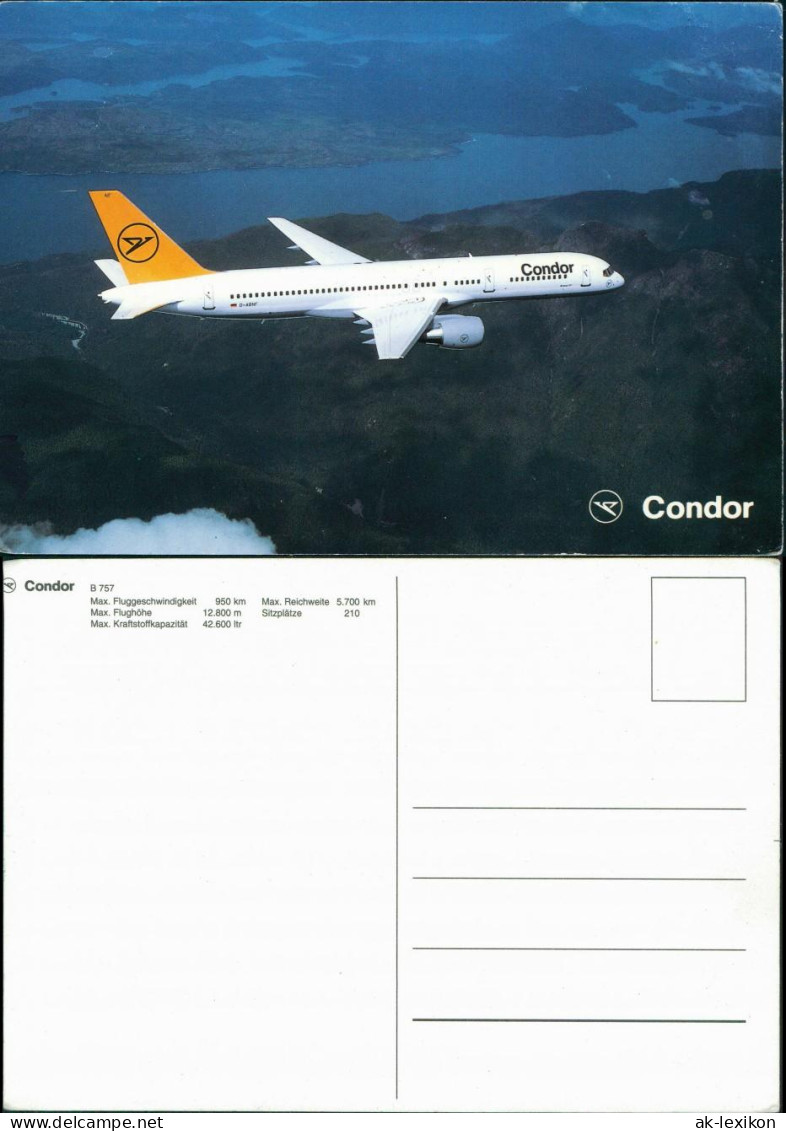 Ansichtskarte  Flugzeug Motiv-AK Airplane Fluggesellschaft CONDOR B 757 1990 - 1946-....: Modern Era