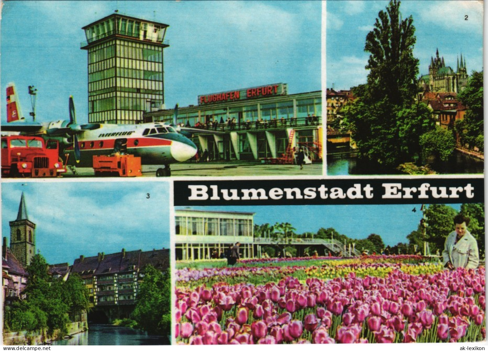 Ansichtskarte Erfurt DDR Mehrbild-AK Mit Flughafen, Dom, Iga Tulpenschau 1969 - Erfurt