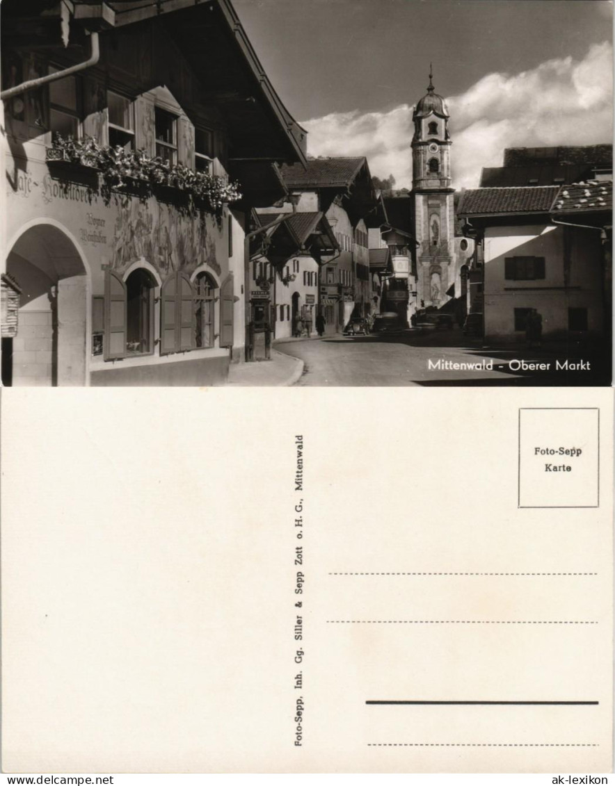 Ansichtskarte Mittenwald Oberer Markt Partie A.d. Konditorei 1960 - Mittenwald