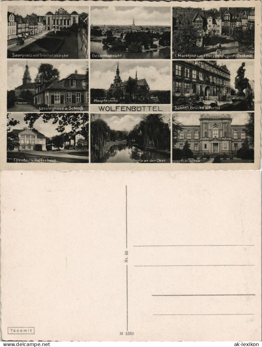 Wolfenbüttel Mehrbild-AK Ua. Saarplatz, Theater Kaffeehaus, Kirche Uvm. 1930 - Wolfenbuettel