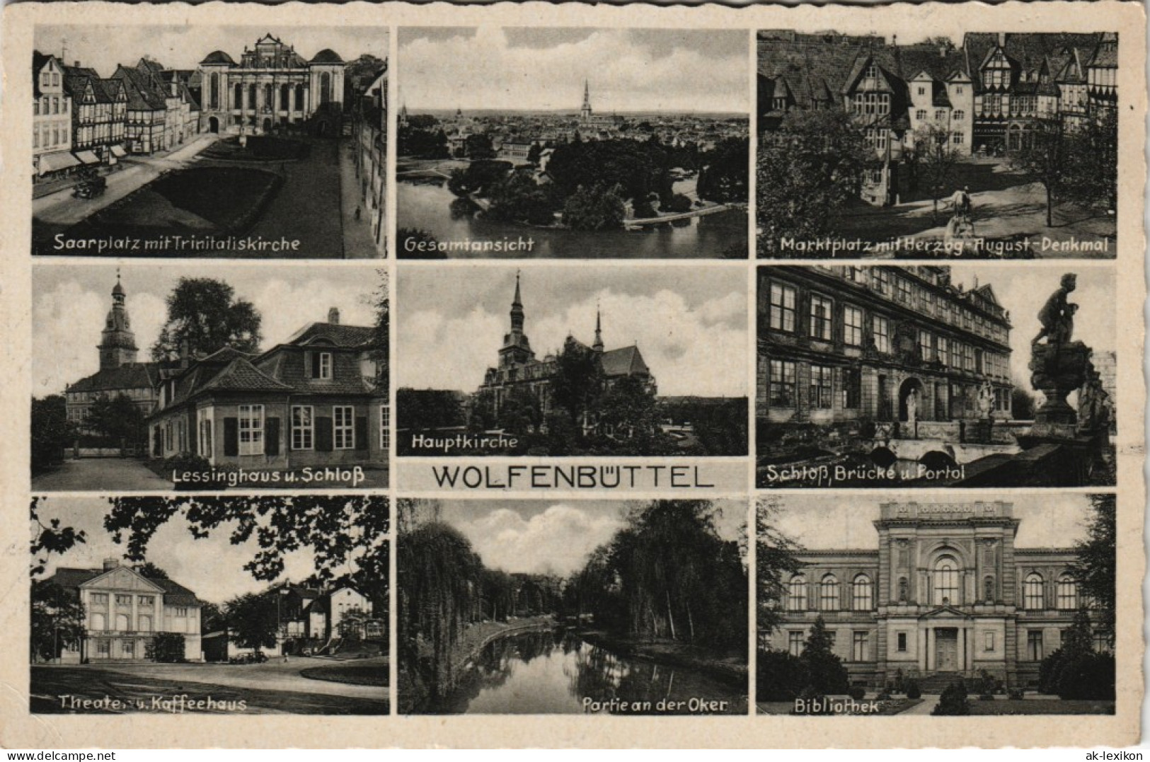 Wolfenbüttel Mehrbild-AK Ua. Saarplatz, Theater Kaffeehaus, Kirche Uvm. 1930 - Wolfenbuettel