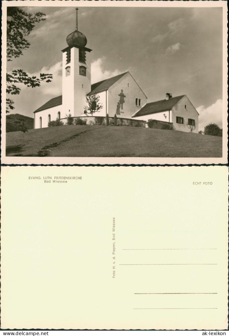 Ansichtskarte Bad Wiessee EVANG. LUTH. FRIEDENSKIRCHE Außenansicht 1950 - Bad Wiessee