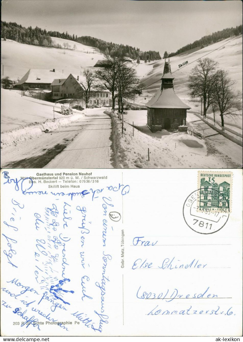 Ansichtskarte Münstertal/Schwarzwald Winterpartie In Der Stadt 1965 - Münstertal