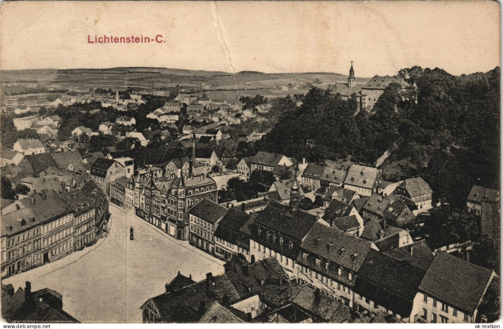 Ansichtskarte Callnberg-Lichtenstein (Sachsen) Straßenblick - Stadt 1909 - Lichtenstein