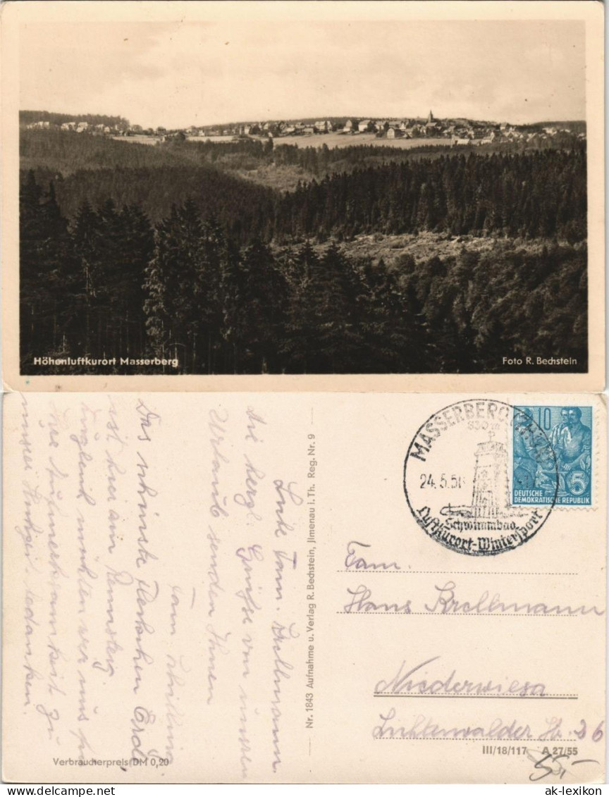 Ansichtskarte Masserberg Panorama-Ansicht DDR AK 1956/1955 - Masserberg