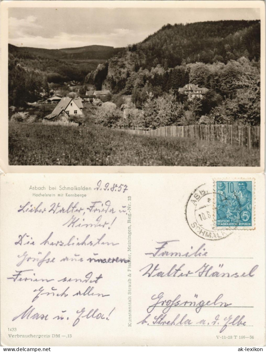 Ansichtskarte Asbach-Schmalkalden Panorama-Ansicht DDR AK 1957/1956 - Schmalkalden