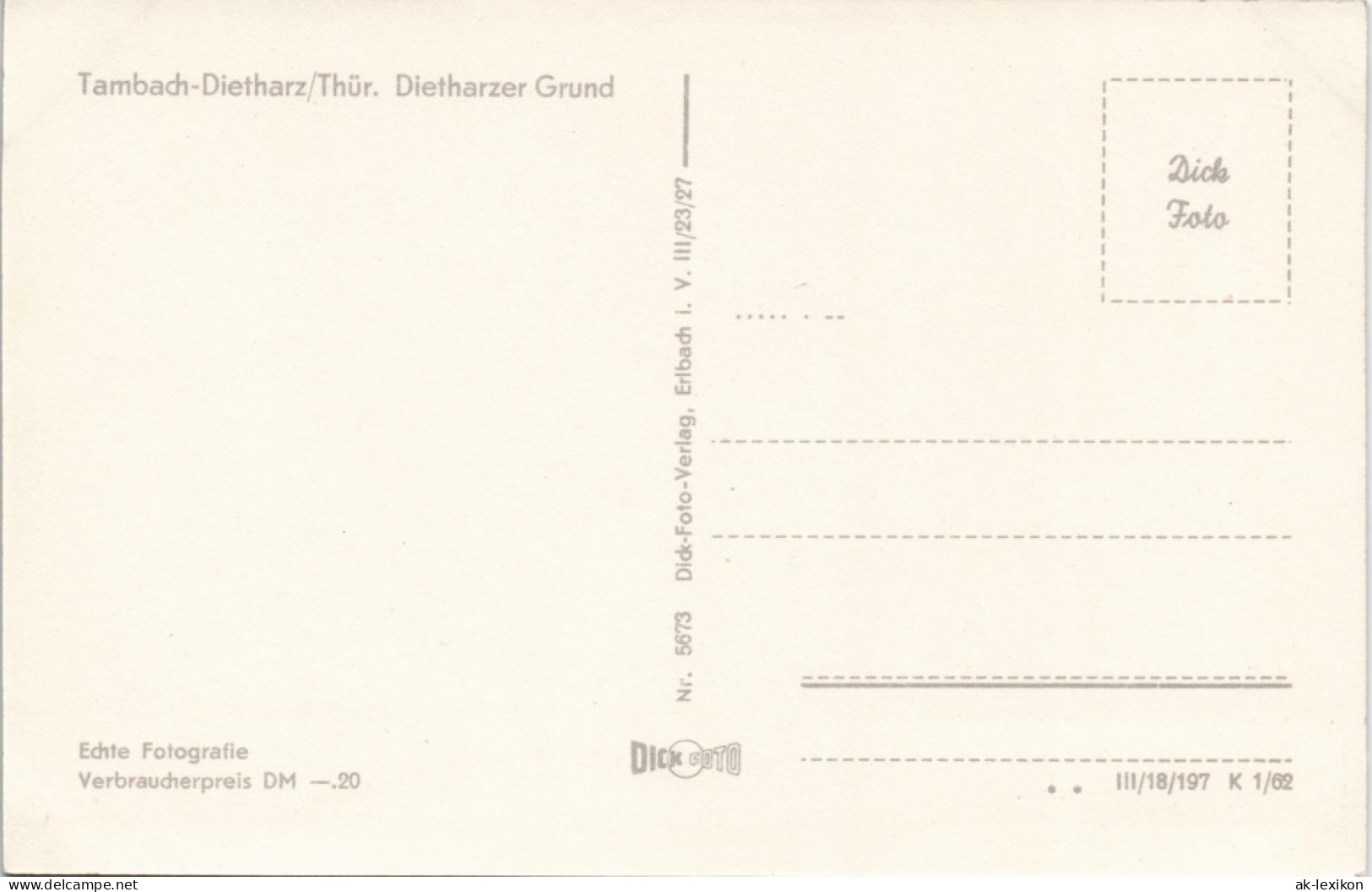 Ansichtskarte Tambach-Dietharz Dietharzer Grund 1960 - Tambach-Dietharz