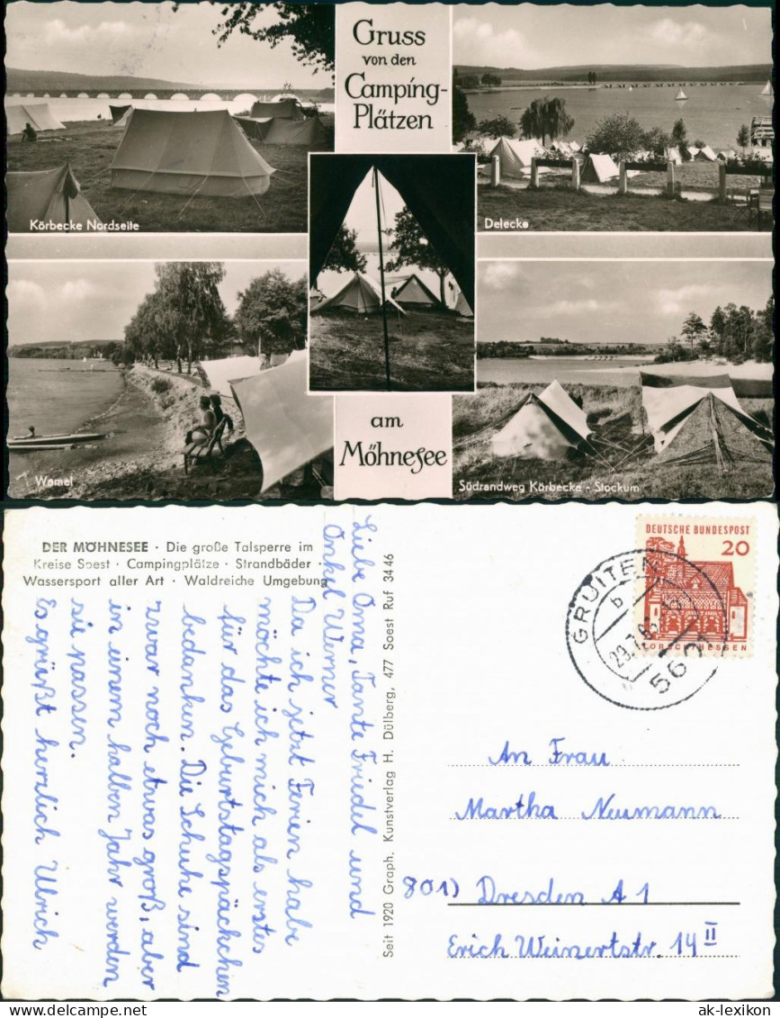 Ansichtskarte Soest Umlandansicht Mit Camping-Plätzen Am Möhnesee 1965 - Soest