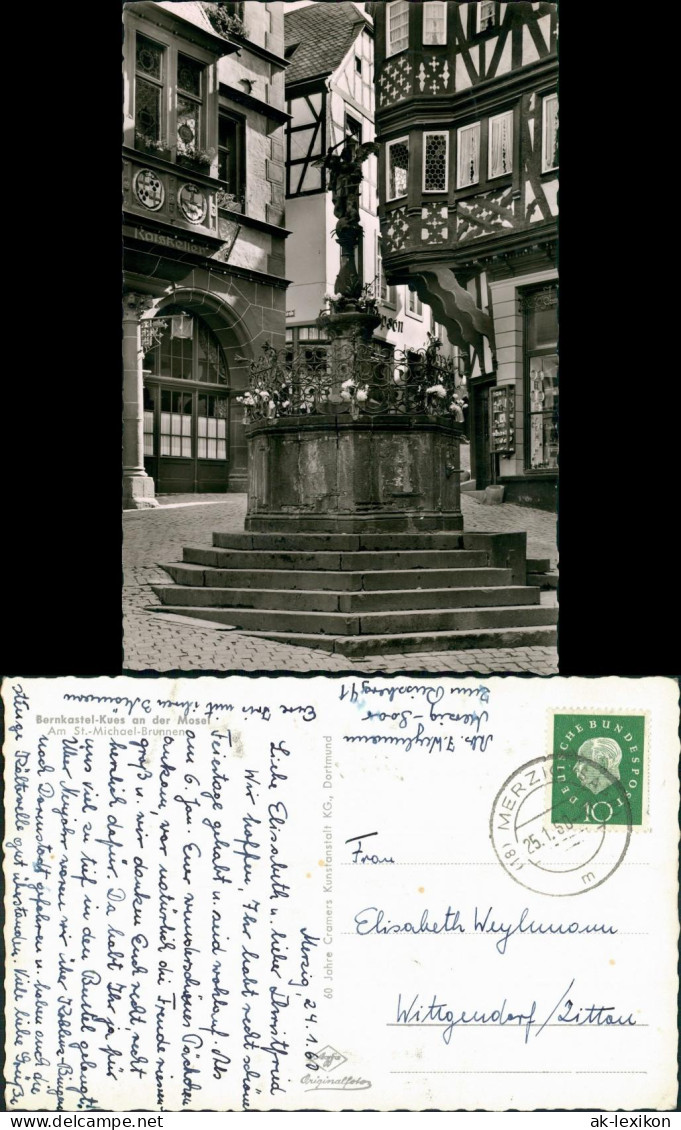 Bernkastel-Kues Berncastel-Cues Fachwerk Häuser Am St.-Michael-Brunnen 1960 - Bernkastel-Kues