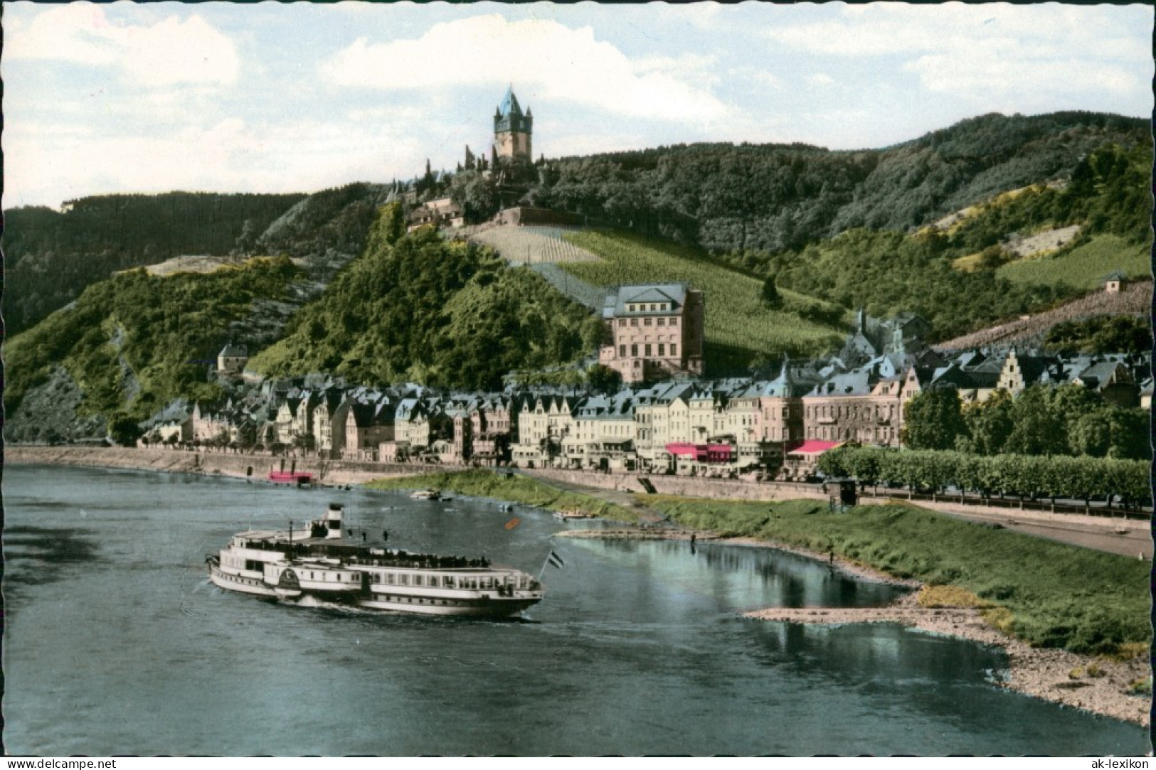 Cochem Kochem Panorama-Ansicht Mit Mosel Schiff Fahrgastschiff 1960 - Cochem