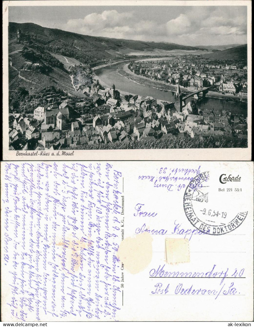 Bernkastel-Kues Berncastel-Cues Panorama-Ansicht Stadt Und Mosel 1954 - Bernkastel-Kues