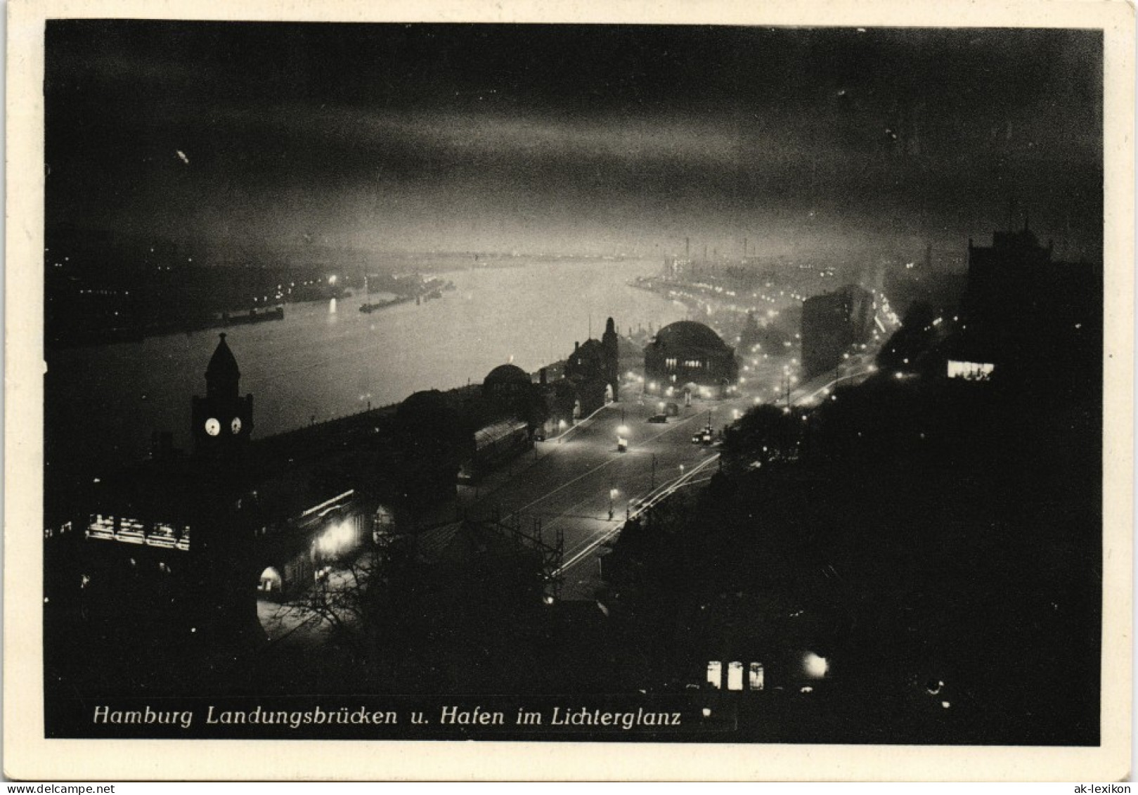 Altona-Hamburg Landungsbrücken Hafen Bei Nacht Lichterglanz 1951 - Altona