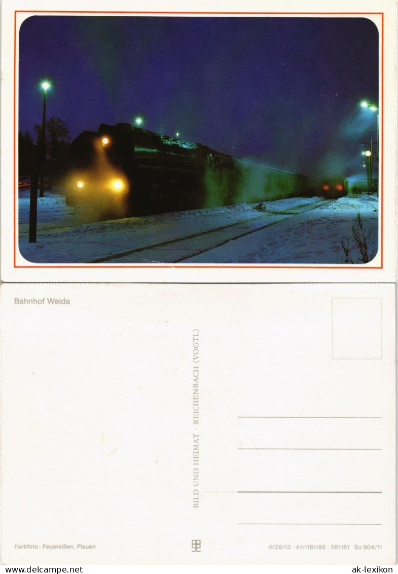 Ansichtskarte Weida (Thüringen) Bahnhof Eisenbahn Motiv-AK, Zug Railway 1986 - Weida