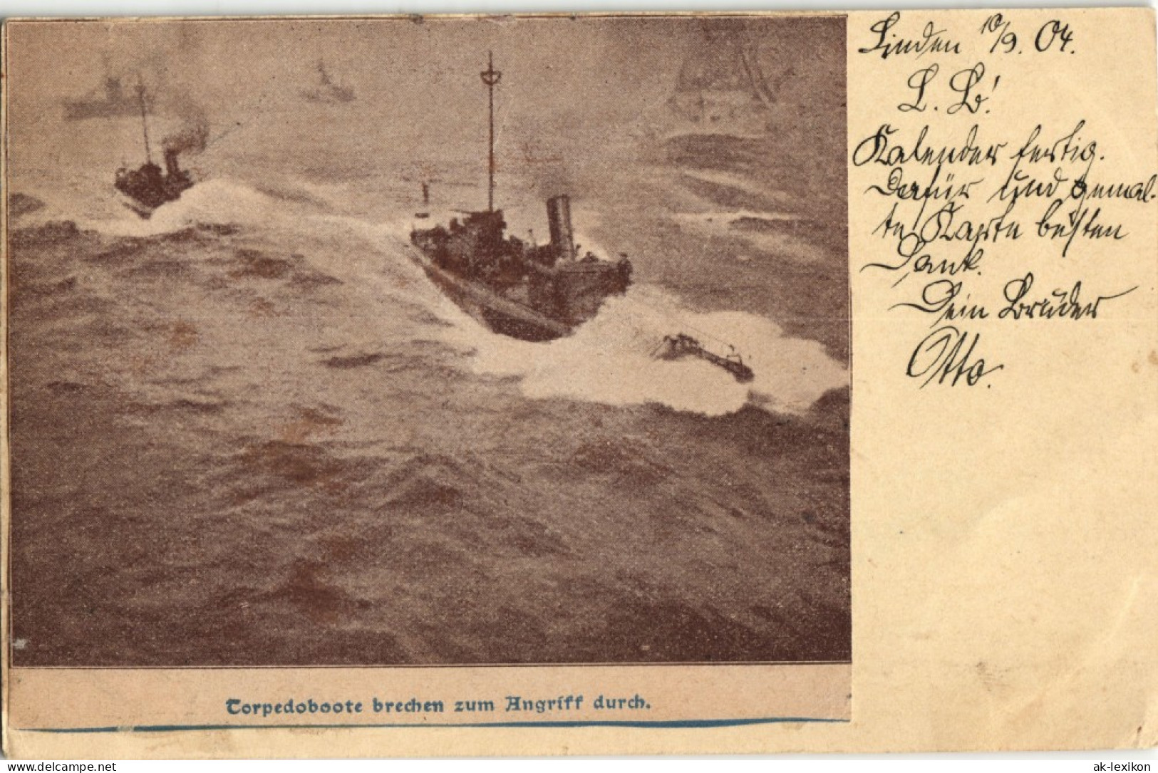 Schiffe Kriegsschiffe (Marine) Torpedoboote 1904  Gel. Linden Ruhr - Stempel - Warships