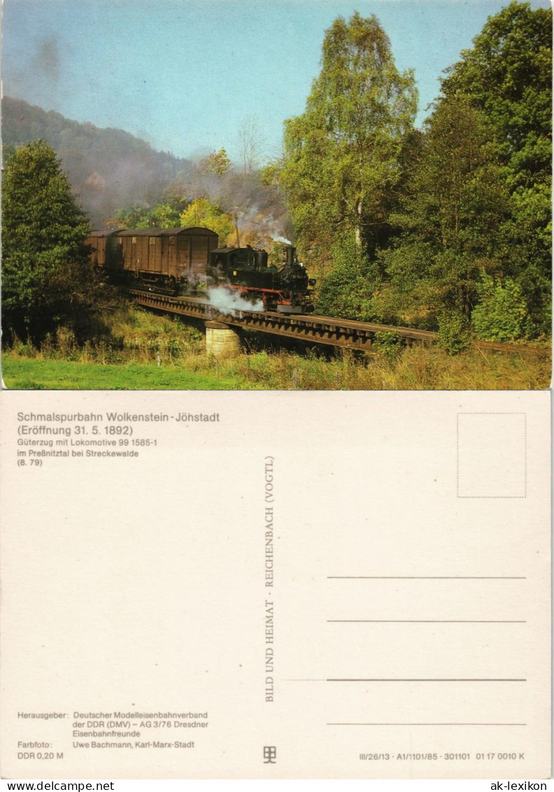 Ansichtskarte Streckewalde Güterzug Mit Lokomotive 99 1585-1 1984 - Jöhstadt