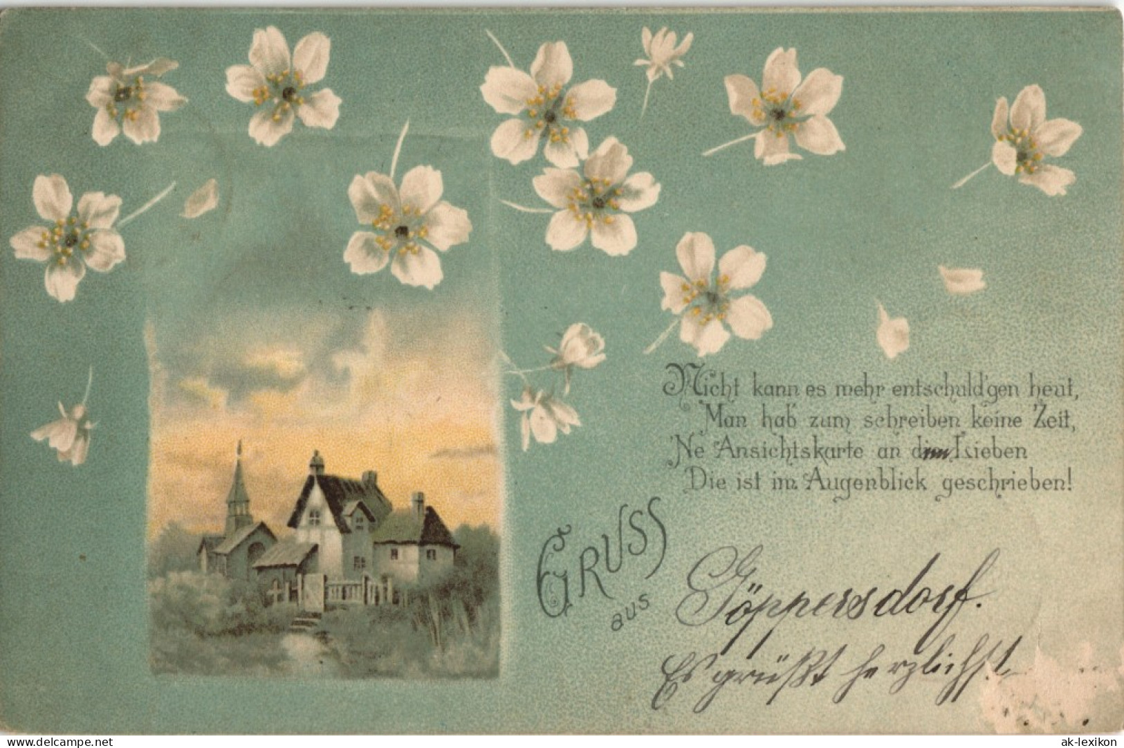Künstlerkarte Blumen Und Haus 1898  Gel. Ankunftsstempel Hartmanndorf Leipzig - Avant 1900