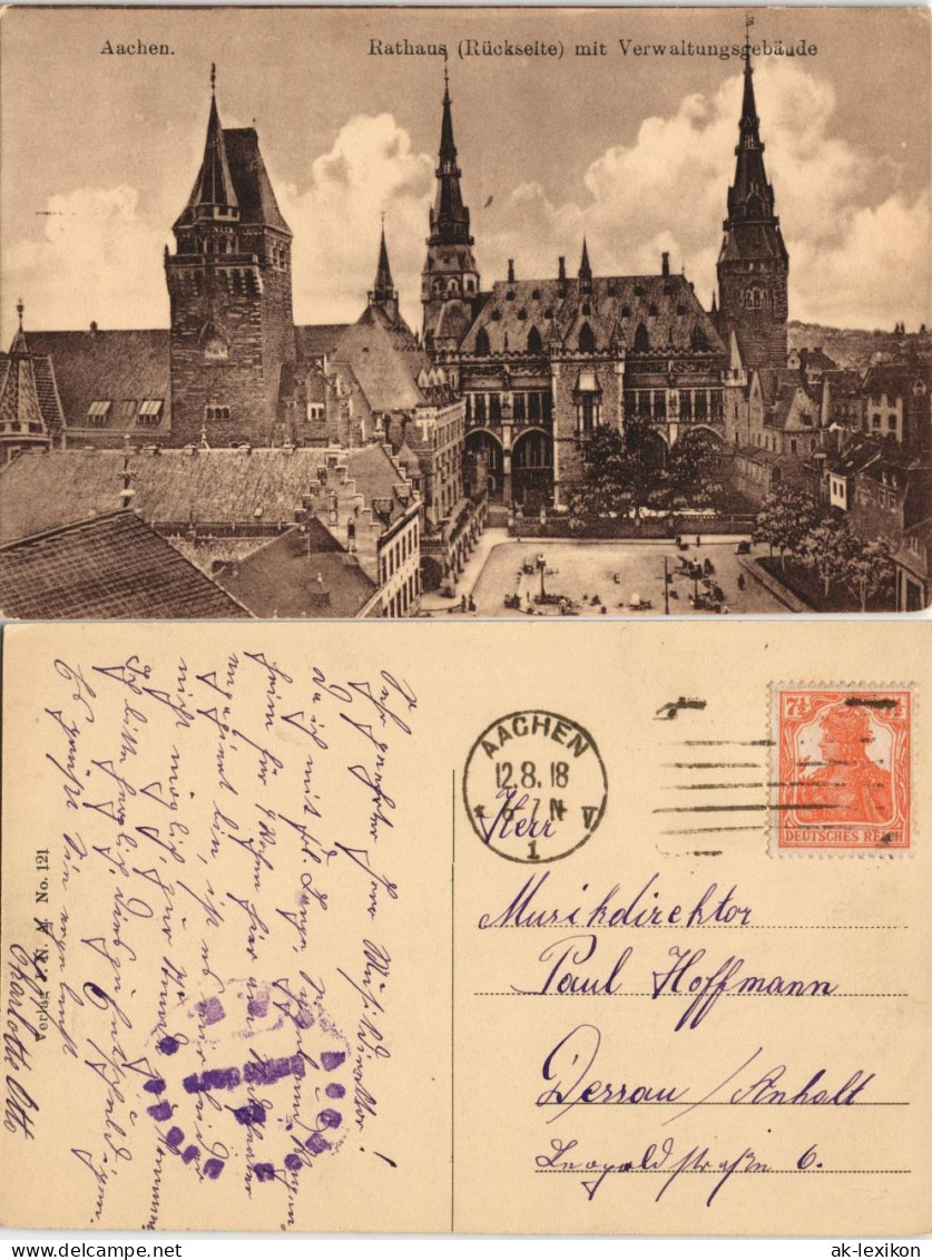 Ansichtskarte Aachen Rathaus (Rückseite) Mit Verwaltungsgebäude 1918 - Aachen