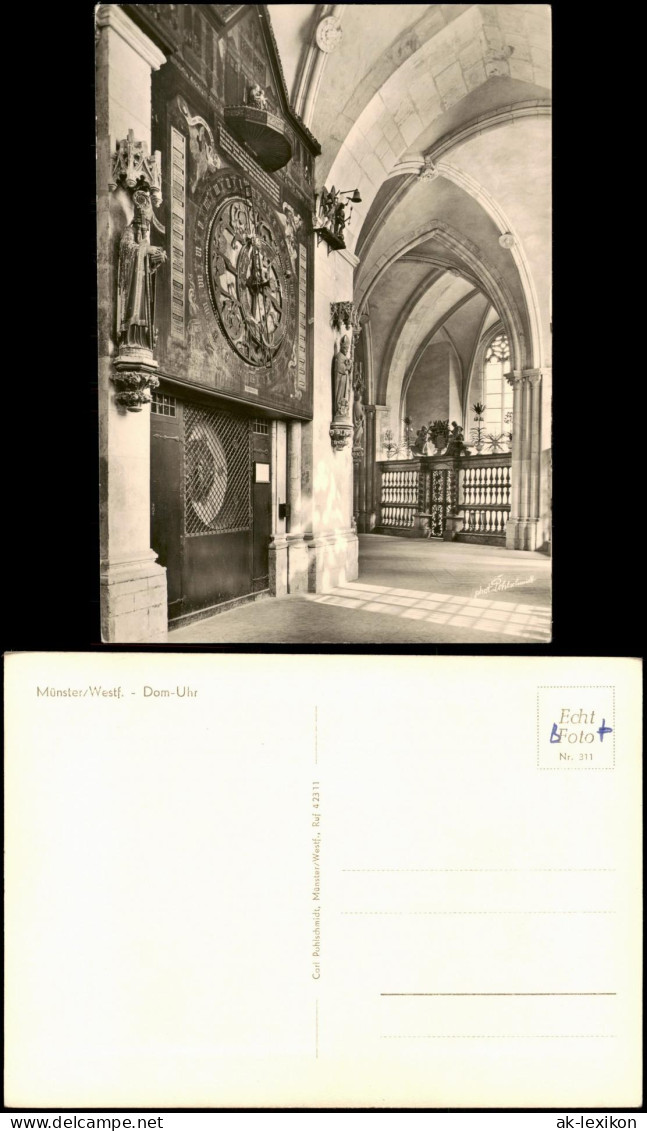 Ansichtskarte Münster (Westfalen) Dom-Uhr, Innenansicht Dom 1960 - Muenster