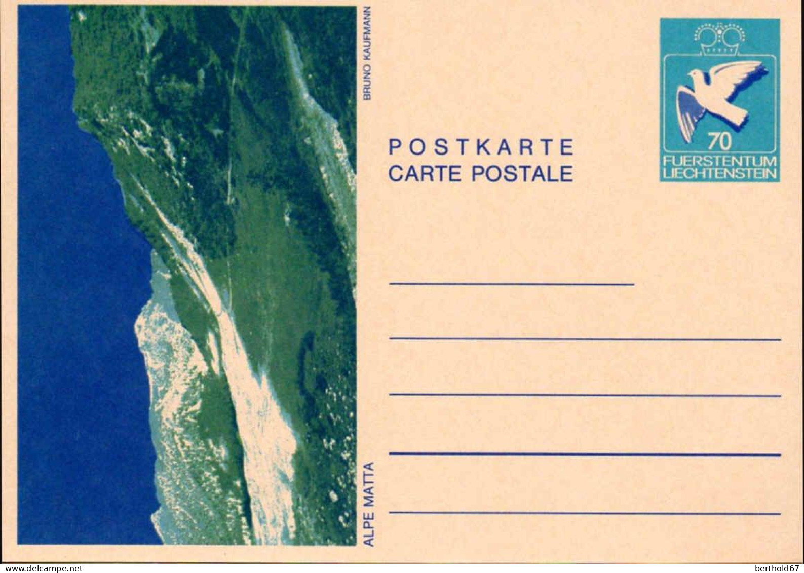 Liechtenstein Entier-P N** (Mi 84) Postkarte Alpe Matta - Blocks & Sheetlets & Panes