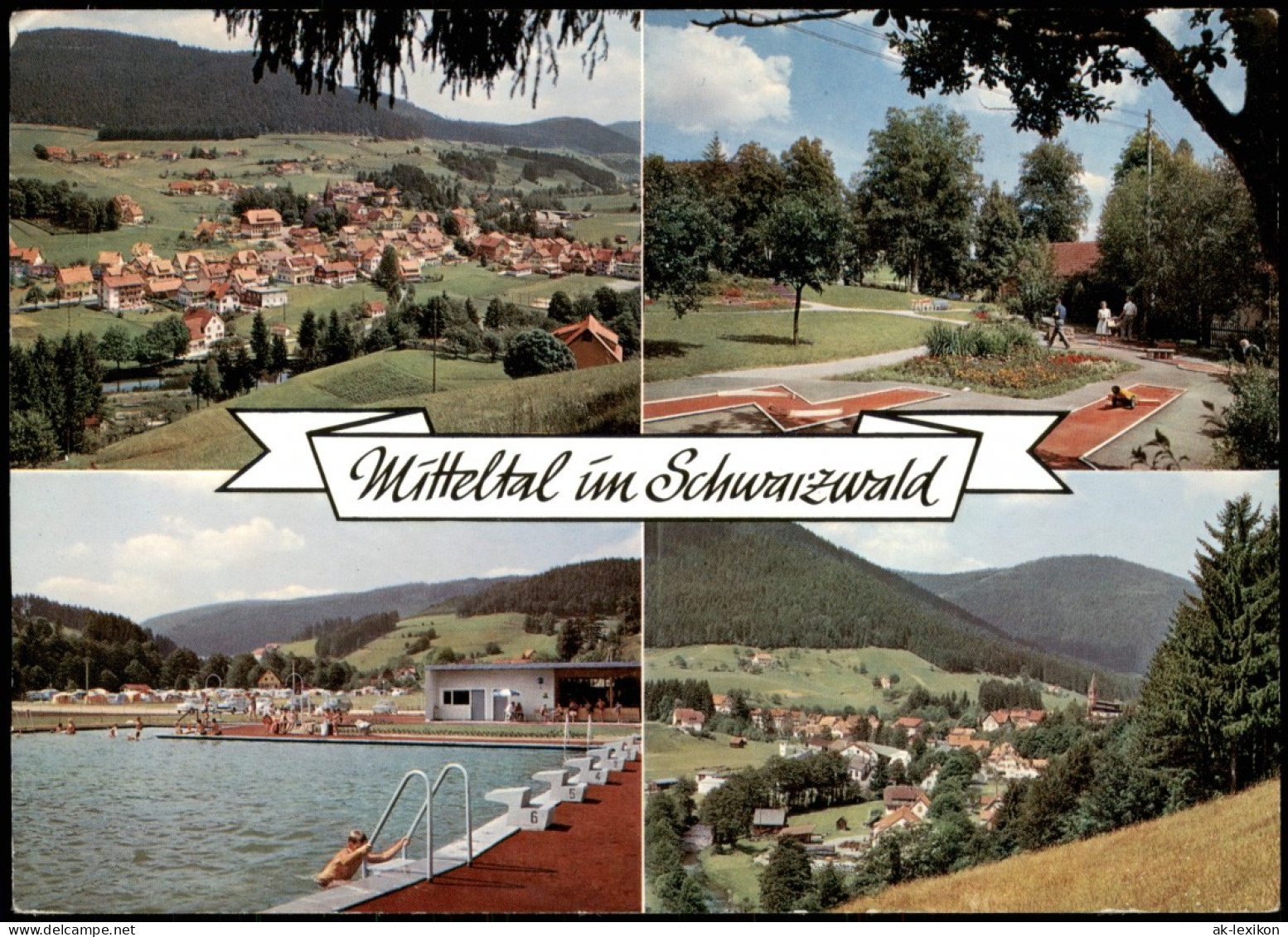 Mitteltal-Baiersbronn Mehrbildkarte Mit Panorama, Minigolf-Platz, Freibad 1969 - Baiersbronn