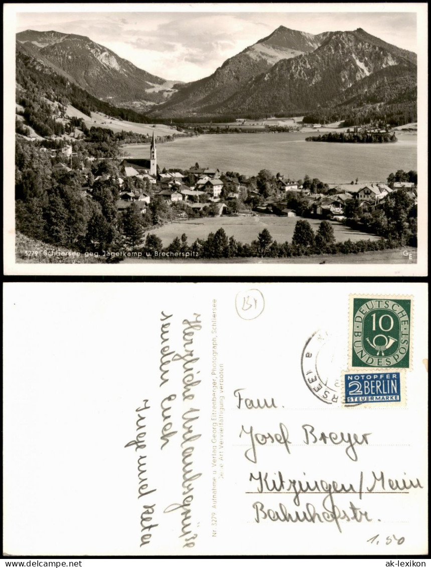 Ansichtskarte Schliersee Panorama Blick Mit Jägerkamp U. Brecherspitz 1955 - Schliersee