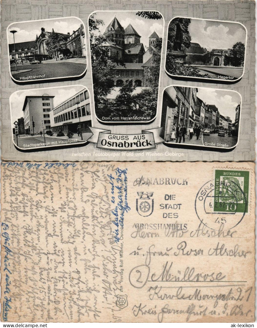 Osnabrück Mehrbild-AK Mit Hauptbahnhof, Hegertor, Sparkasse Mit Post Uvm. 1962 - Osnabrueck