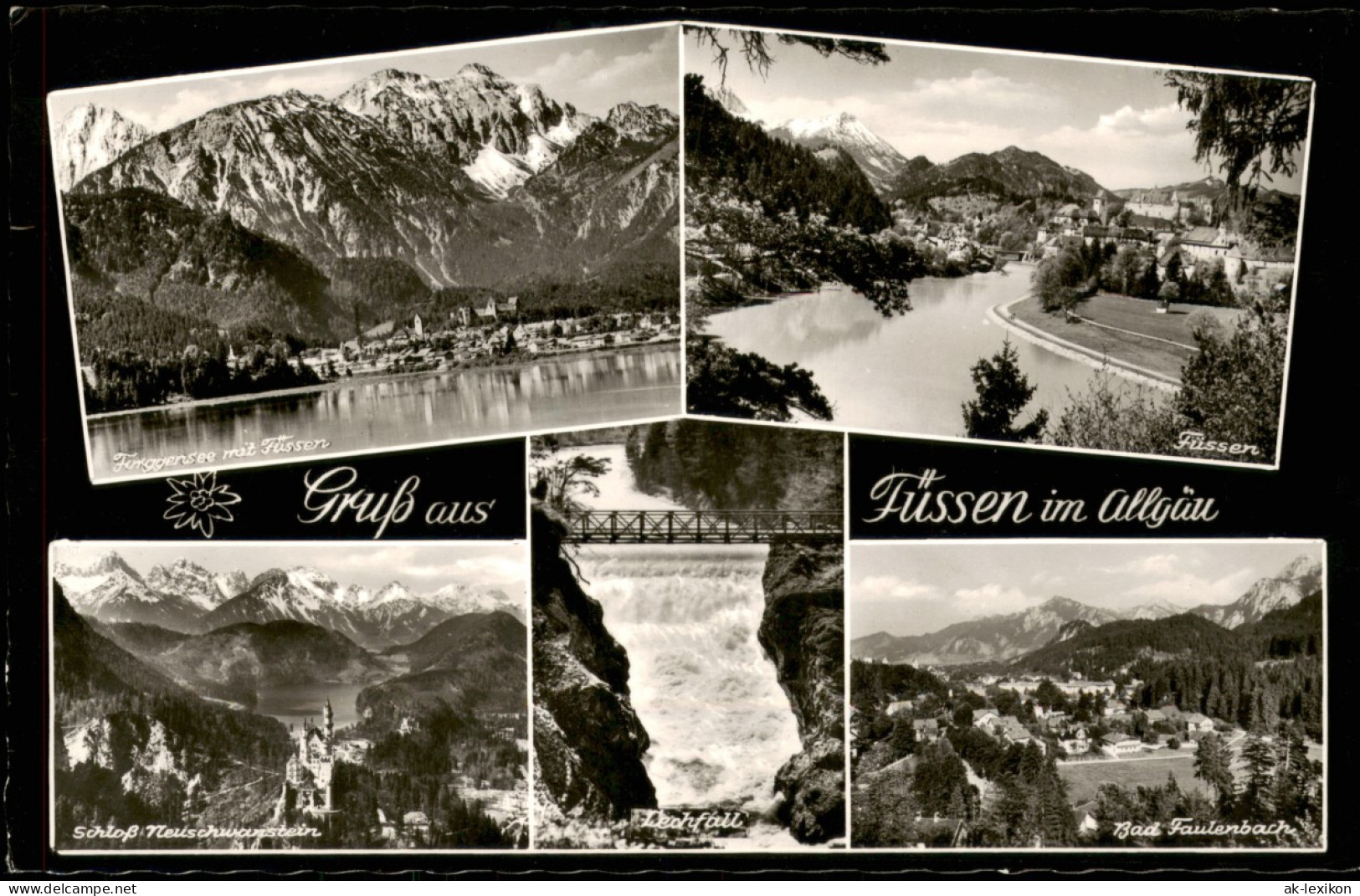 Ansichtskarte Füssen Mehrbildkarte Mit Orts- Und Umland-Ansichten 1959 - Fuessen