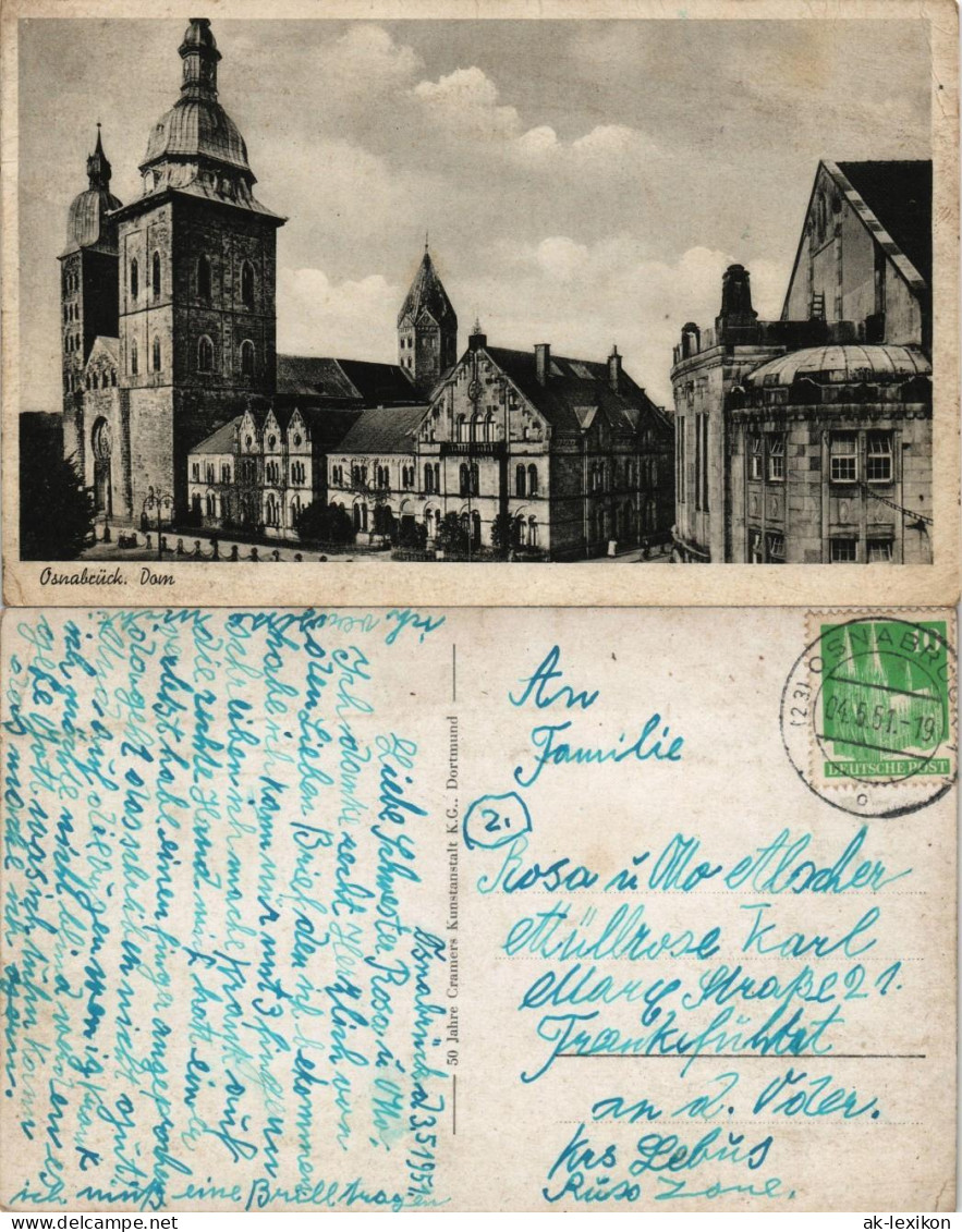 Ansichtskarte Osnabrück Partie Am Dom St. Peter 1951 - Osnabrueck