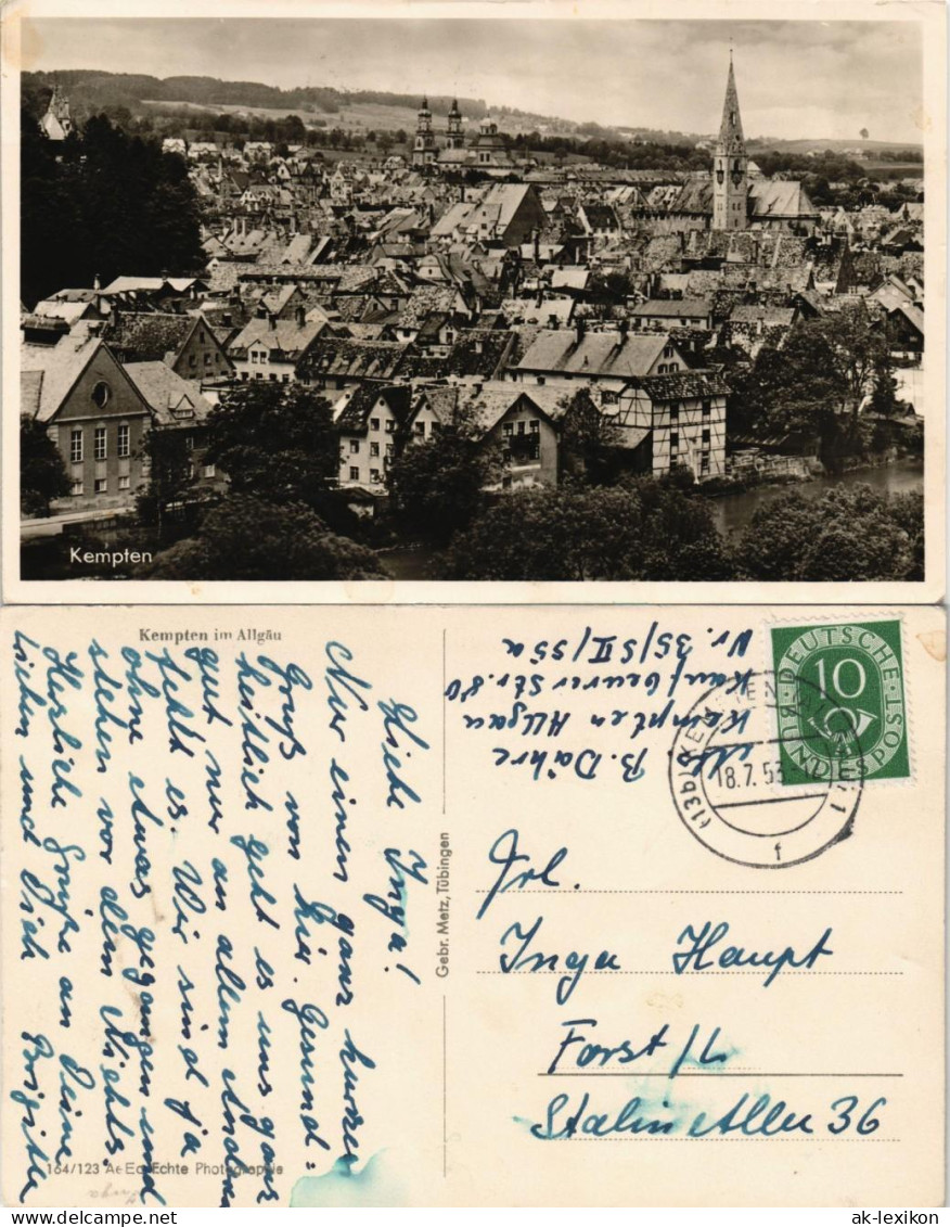 Ansichtskarte Kempten (Allgäu) Stadt Panorama-Ansicht 1953 - Kempten