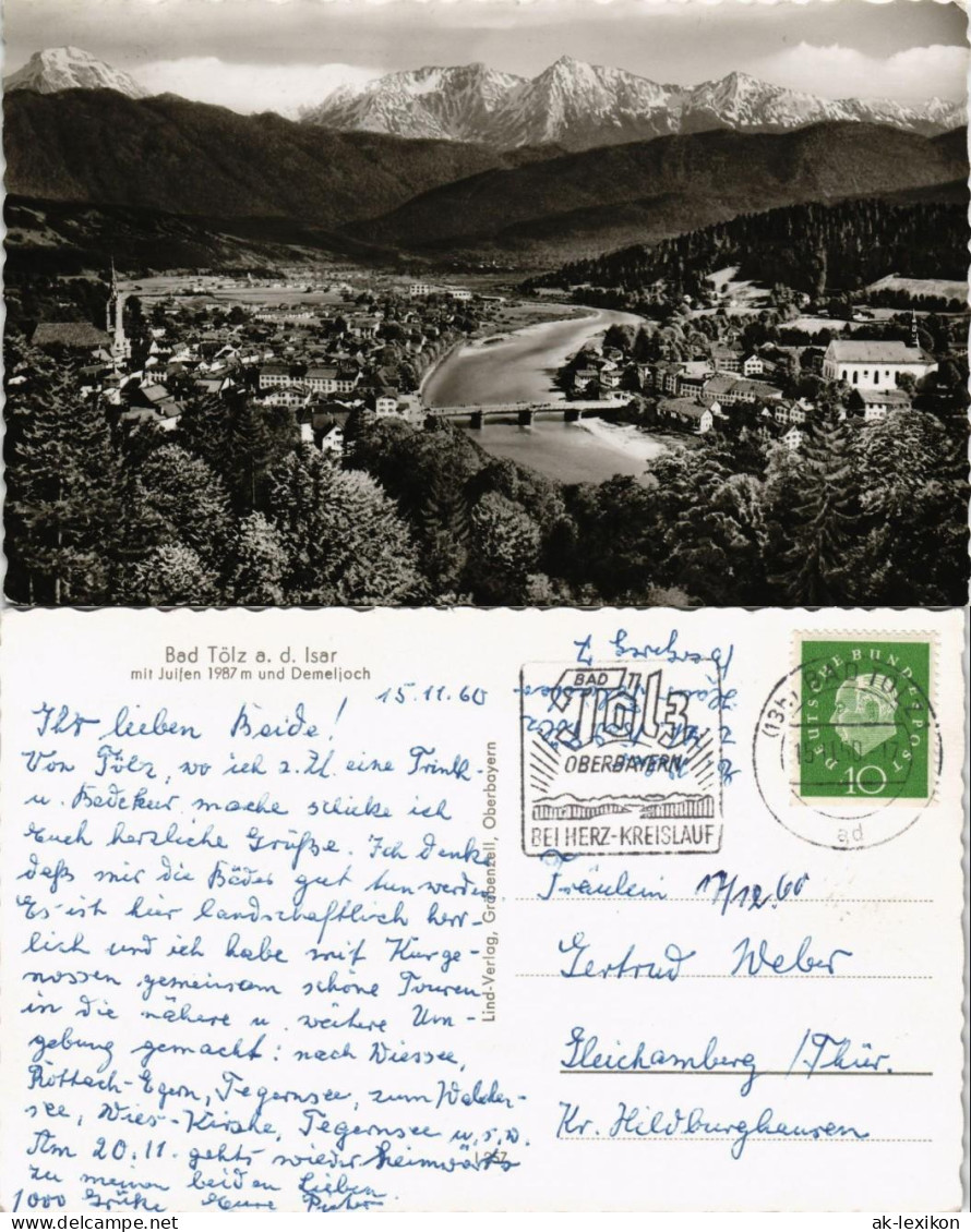 Ansichtskarte Bad Tölz Panorama-Ansicht Mit Alpen Blick Demeljoch 1960 - Bad Toelz